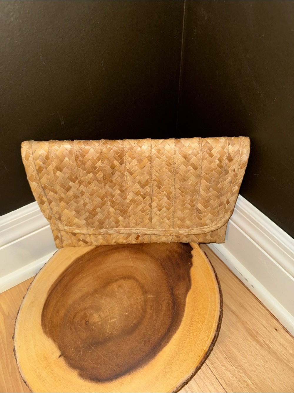 Woven Straw Envelope Clutch Bag - Natural, Boho Coastal Summer Bag